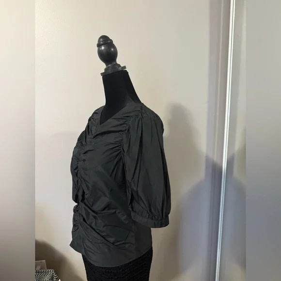 H&M Black Ruched V-Neck Blouse - Picture 3 of 5